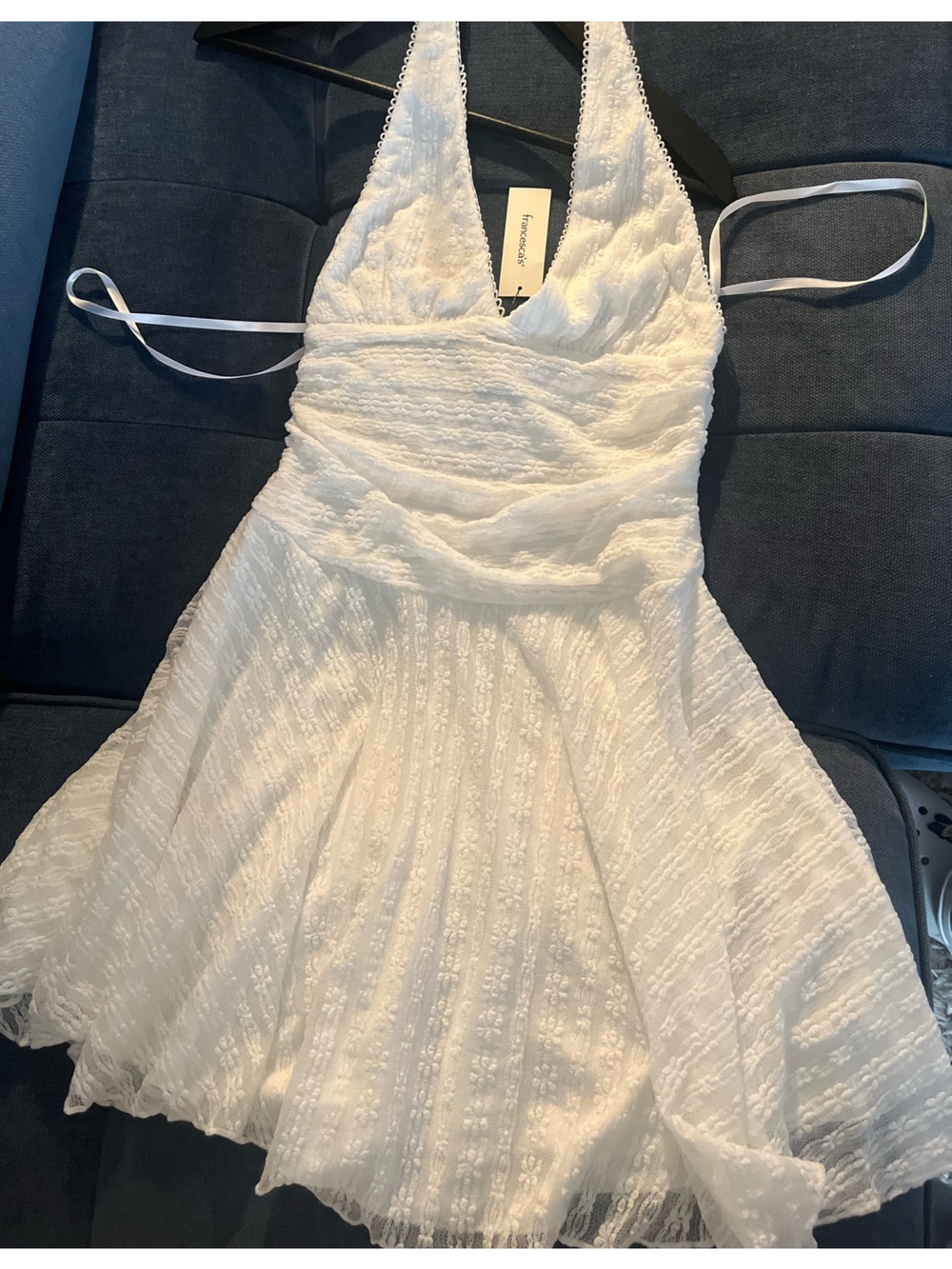 Francesca's Collections White Strapless Textured Wedding Dress